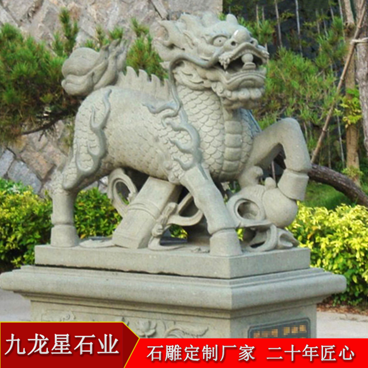 企業(yè)工廠門口石雕麒麟的擺放